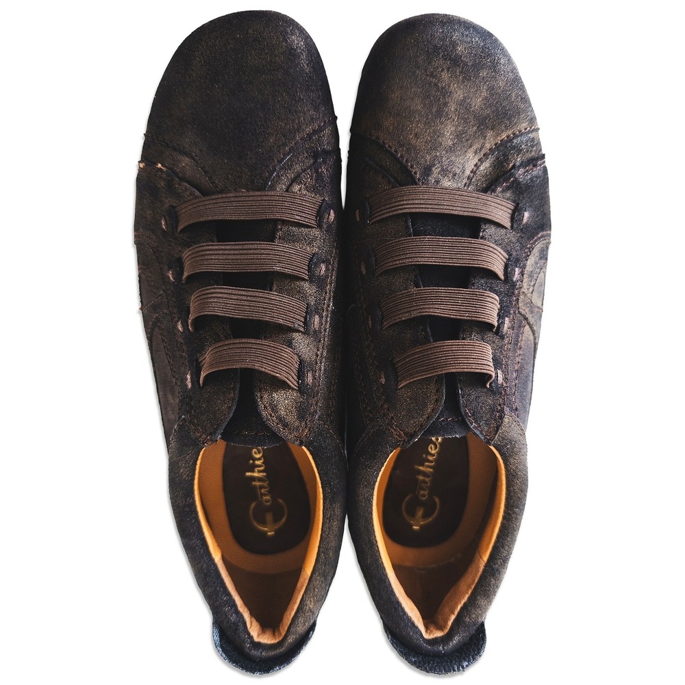 Earthies Ronda Rock Women 6B Brown Bronze Metallic Suede Elastic Slip On Sneaker